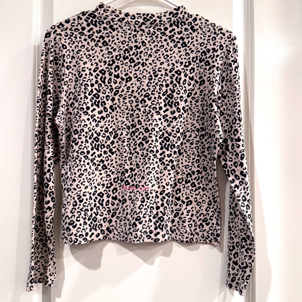 Sandy Liang Black & Cream Leopard Cotton Blouse Shirt Top Size 6 - Picture 10 of 12